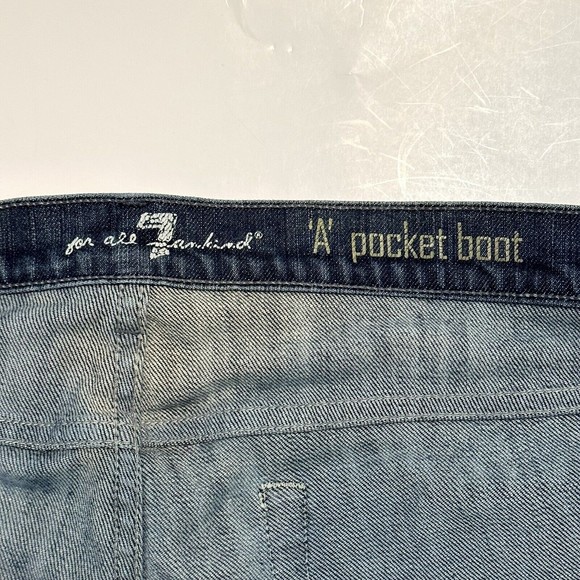 7 For All Mankind Jeans Men’s Size 34 A Pocket Boot Pants 100% Cotton Blue Denim - Picture 6 of 15
